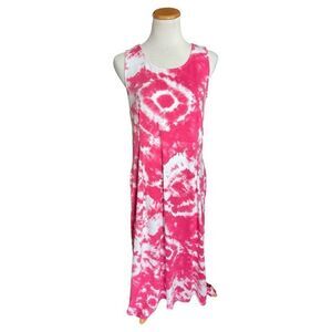 NWT Wonens Aruba Blue Tie Dye Dipped Soft Spun Sleeveless Midi Dress - Sz S
